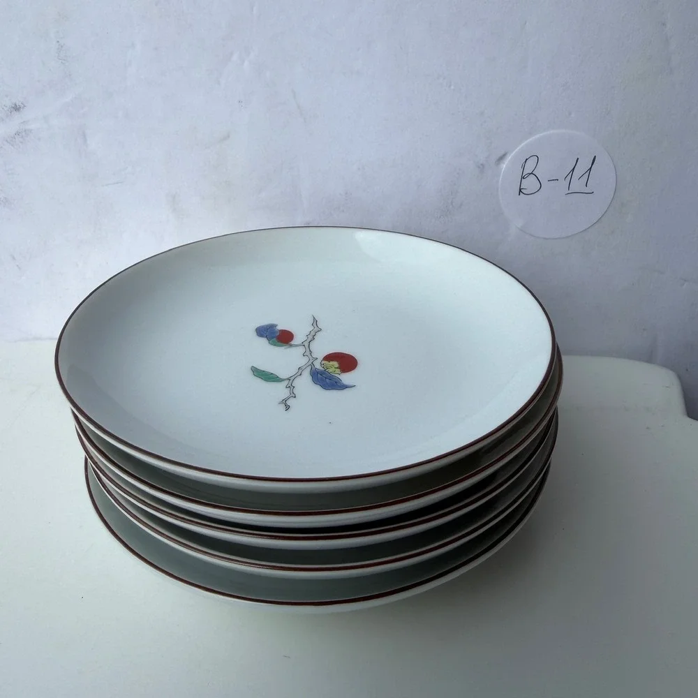 Set of 5 Vintage Japanese Porcelain Floral Bread Plates 5.5